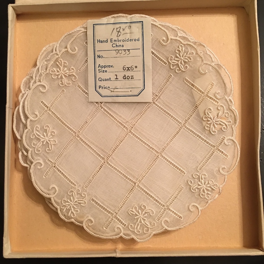 Vintage Mid-Century NWT Hand Embroidered Doilies